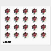 Sticker Rond Burgundy Floral Elegant Aquarelle Rustique (Feuille)