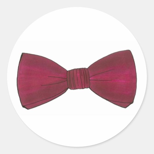 Sticker Rond Burgundy Maroon Bow Bowtie Mariage Prom Groom (Devant)
