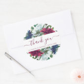 Sticker Rond Burgundy Navy Blue Floral Mariage Merci (Enveloppe)