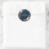 Sticker Rond Burgundy Navy Blush Floral Mariage géométrique (Sac)