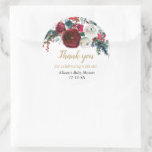 Sticker Rond Burgundy or élégant floral de Noël (Sac)