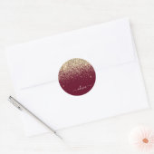 Sticker Rond Burgundy Or Glitter Girly Monogram Glam (Enveloppe)