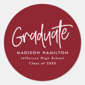 Sticker Rond Burgundy Preppy Script Graduation (Devant)