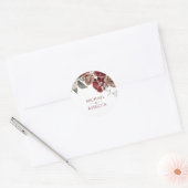 Sticker Rond Burgundy Red Roses Floral Wedding Favor (Enveloppe)