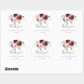 Sticker Rond burgundy rose rousse rustique floral mariage faveu (Feuille)