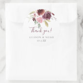 Sticker Rond burgundy rose rousse rustique floral mariage faveu (Sac)