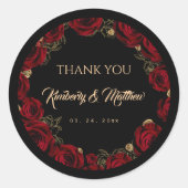 Sticker Rond Burgundy Roses Boho Wedding (Devant)