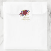 Sticker Rond Burgundy Royal Blue Roses Mariage (Sac)