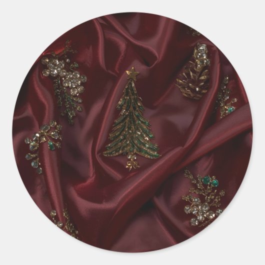 Sticker Rond Burgundy Silk-Look Diamond Encrusted (Devant)