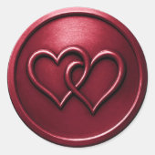 Sticker Rond Burgundy Two Hearts Intertwined Wedding (Devant)