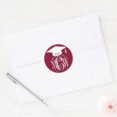 Sticker Rond Burgundy Vin Script Monogramme Graduation do-it-yo (Enveloppe)