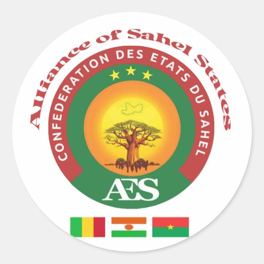 Sticker Rond Burkina, Mali and Niger, Alliance of Sahel States (Devant)