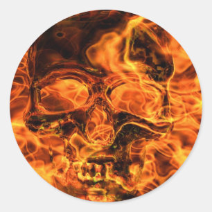 Sticker Rond Burning skull