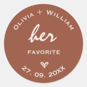 Sticker Rond Burnt Orange Boho Wedding Faveurs Coeur (Devant)