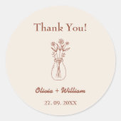 Sticker Rond Burnt Orange Boho Wedding Faveurs Coeur (Devant)