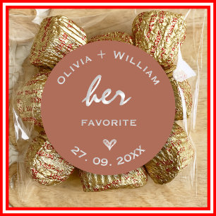Sticker Rond Burnt Orange Boho Wedding Faveurs Coeur