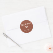 Sticker Rond Burnt Orange Boho Wedding Faveurs Coeur (Enveloppe)