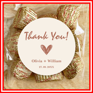 Sticker Rond Burnt Orange Boho Wedding Faveurs Coeur Classic Ro