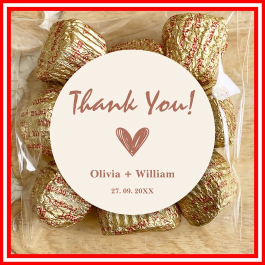 Sticker Rond Burnt Orange Boho Wedding Faveurs Coeur Classic Ro