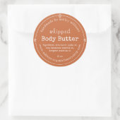 Sticker Rond Burnt Orange Script Handmade Body Butter Label (Sac)