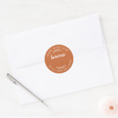 Sticker Rond Burnt Orange Script Made With Love Homemade Food  (Enveloppe)