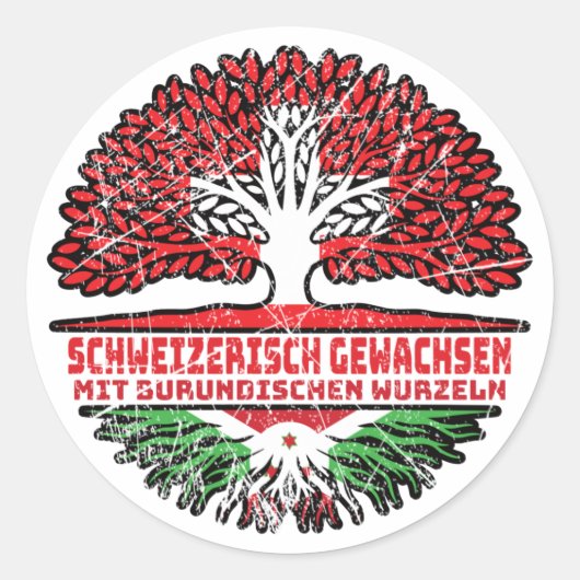 Sticker Rond Burundi Burundisch Schweizer Schweiz Baum Wurzel (Devant)