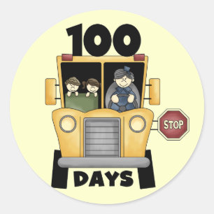 Sticker Rond Bus 100 Jours de t-shirts et cadeaux scolaires