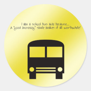 Sticker Rond Bus Aide Un Bon Sourire Matin Bus Noir