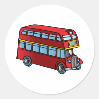 Sticker Rond Bus Double Decker mignon