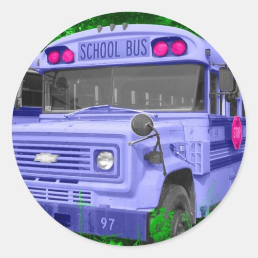 Sticker Rond Bus pourpre (Devant)