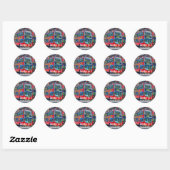 Sticker Rond Bus Red London Double Decker - Angleterre, Royaume (Feuille)