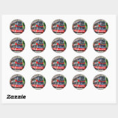 Sticker Rond Bus Red London Double Decker - Angleterre, Royaume (Feuille)
