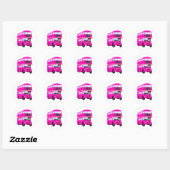 Sticker Rond Bus rose (Feuille)