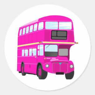 Sticker Rond Bus rose