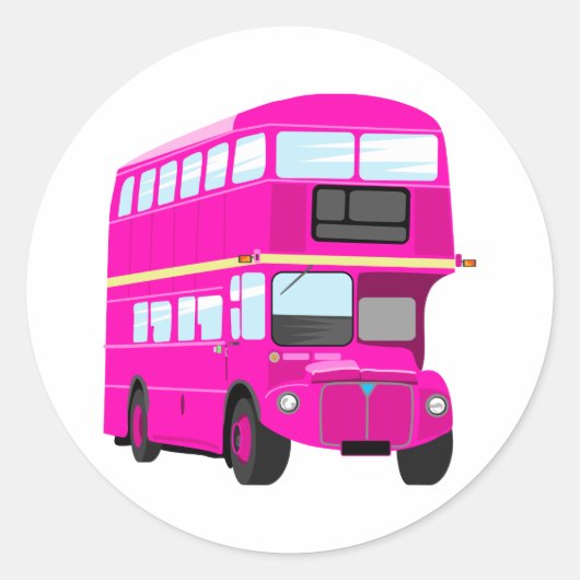 Sticker Rond Bus rose (Devant)