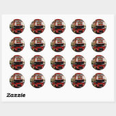 Sticker Rond Bus Rouge de Londres (Feuille)