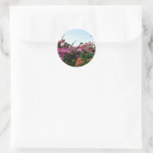 Sticker Rond Bush Aux Fleurs Rouge Violet Et Orange (Sac)