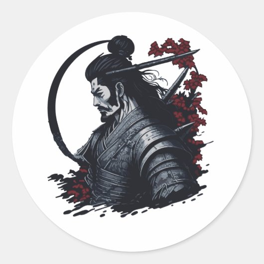 Sticker Rond Bushido Samurai (Devant)