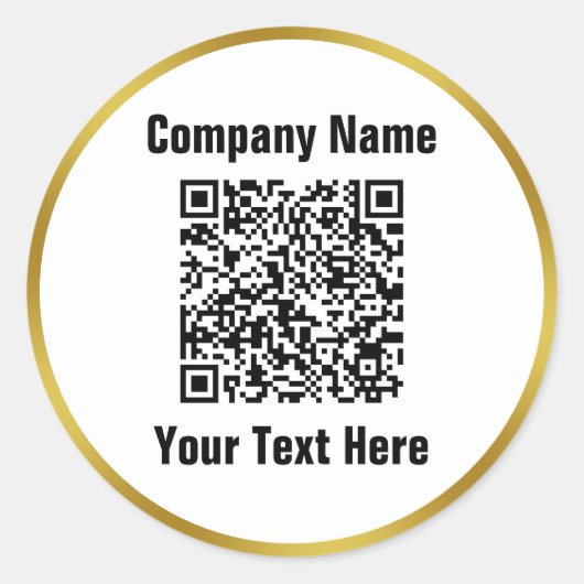 Sticker Rond Business Black White et Gold QR Code Nom de la soc (Devant)