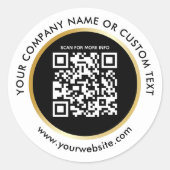Sticker Rond Business Black White Gold Website QR Code Expéditi (Devant)