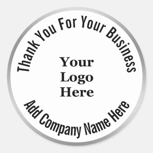 Sticker Rond Business Black White Silver Merci Votre logo (Devant)