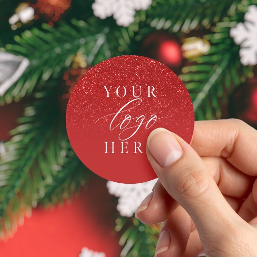 Sticker Rond Business Logo Red Christmas