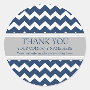Sticker Rond Business Merci Nom de l'entreprise Blue Grey Chevr