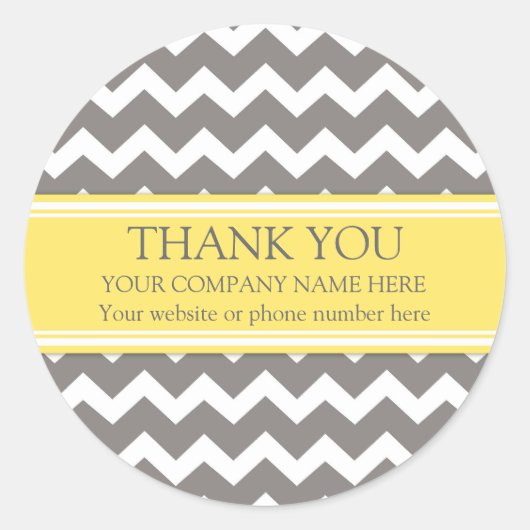 Sticker Rond Business Merci Nom de l'entreprise Grey Chevron (Devant)