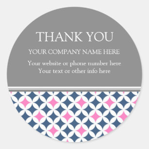 Sticker Rond Business Merci Nom de l'entreprise Motif rose bleu