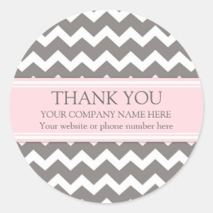 Sticker Rond Business Merci Nom de l'entreprise Pink Grey Chevr