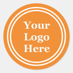 Sticker Rond Business Orange and White Votre logo ici Modèle