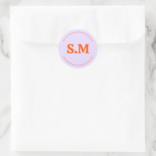 Sticker Rond Business Retro Monogram Purple Orange (Sac)