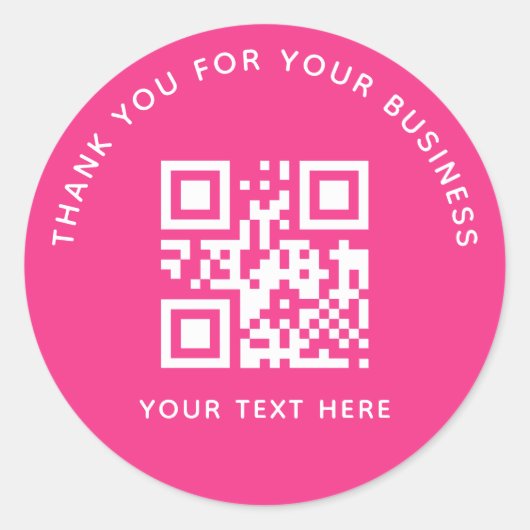 Sticker Rond Business Thank You Custom QR Code Pink (Devant)