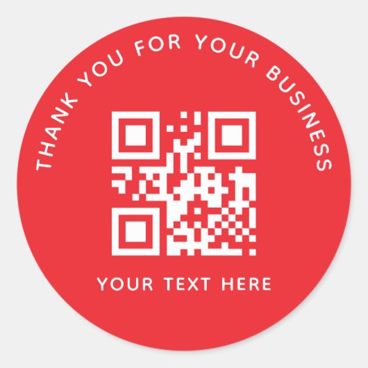 Sticker Rond Business Thank You Custom QR Code Red (Devant)